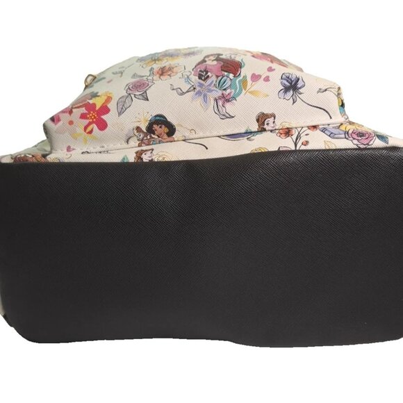 Disney Princesses BioWorld White/Pink Floral Mini Backpack 10" Faux Leather - Picture 9 of 11